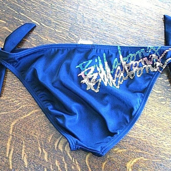 Swimwear Billabong Bikini Bottom Size Small Black Hot Lowrider Tassel Bows Women - Picture 14 of 16